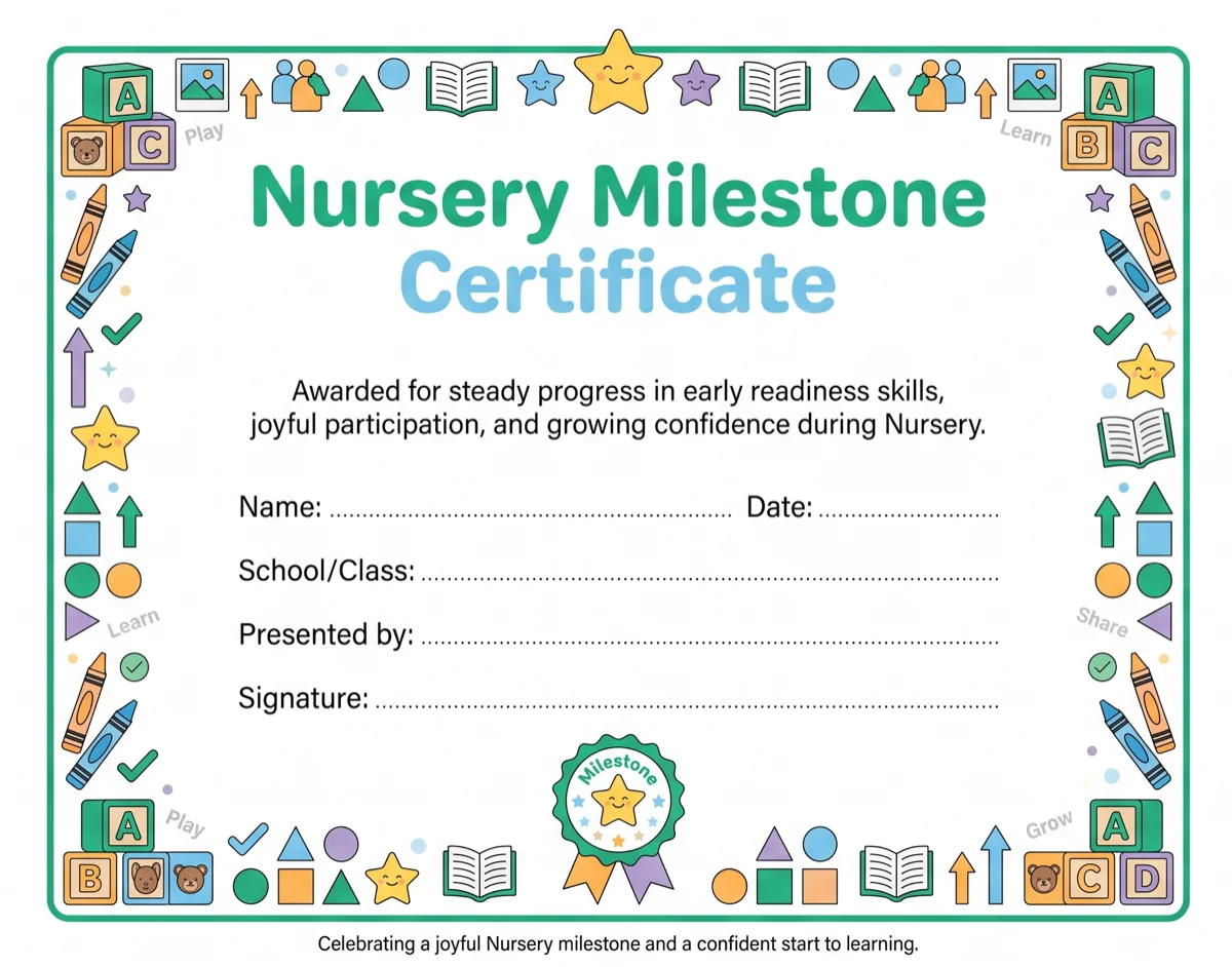 Nursery Milestone Certificate preview