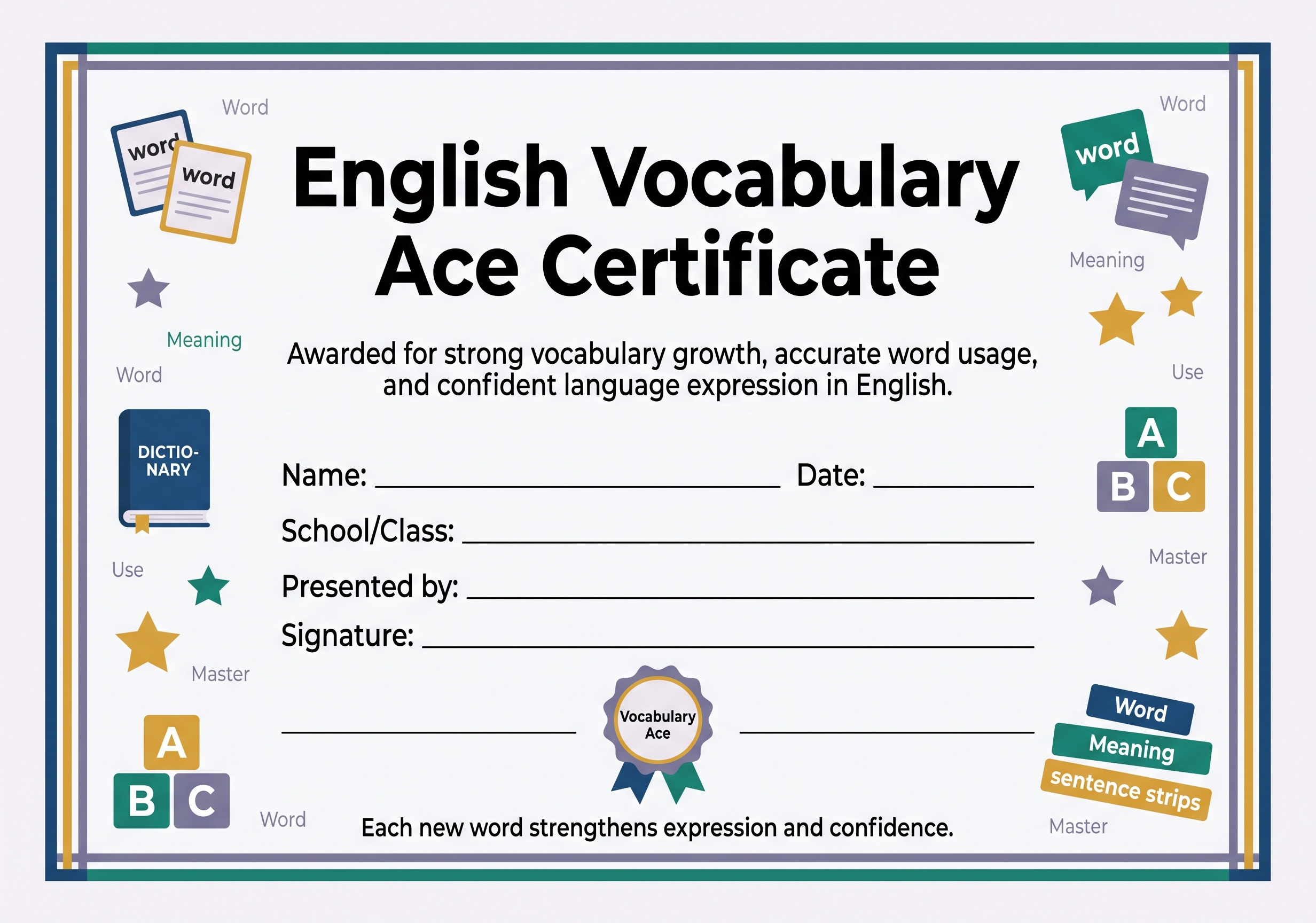 English Vocabulary Ace Certificate preview