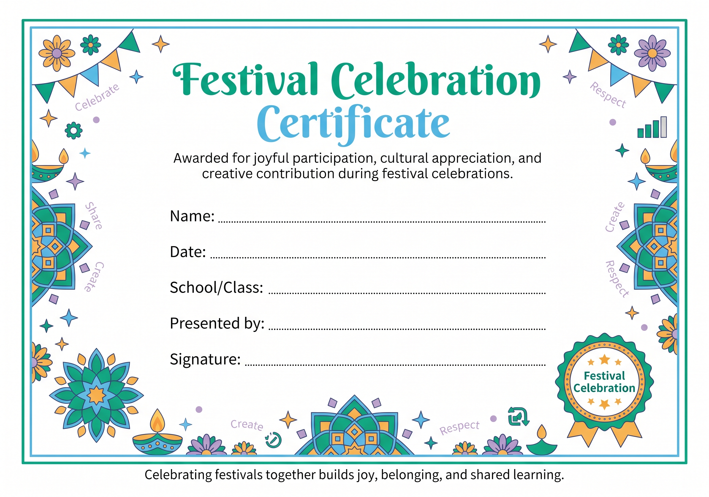 Festival Celebration Certificate preview