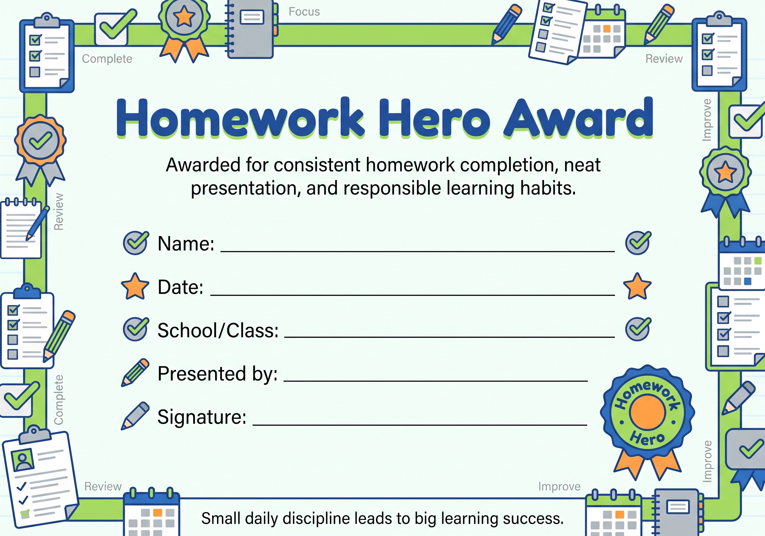 Homework Hero Award preview
