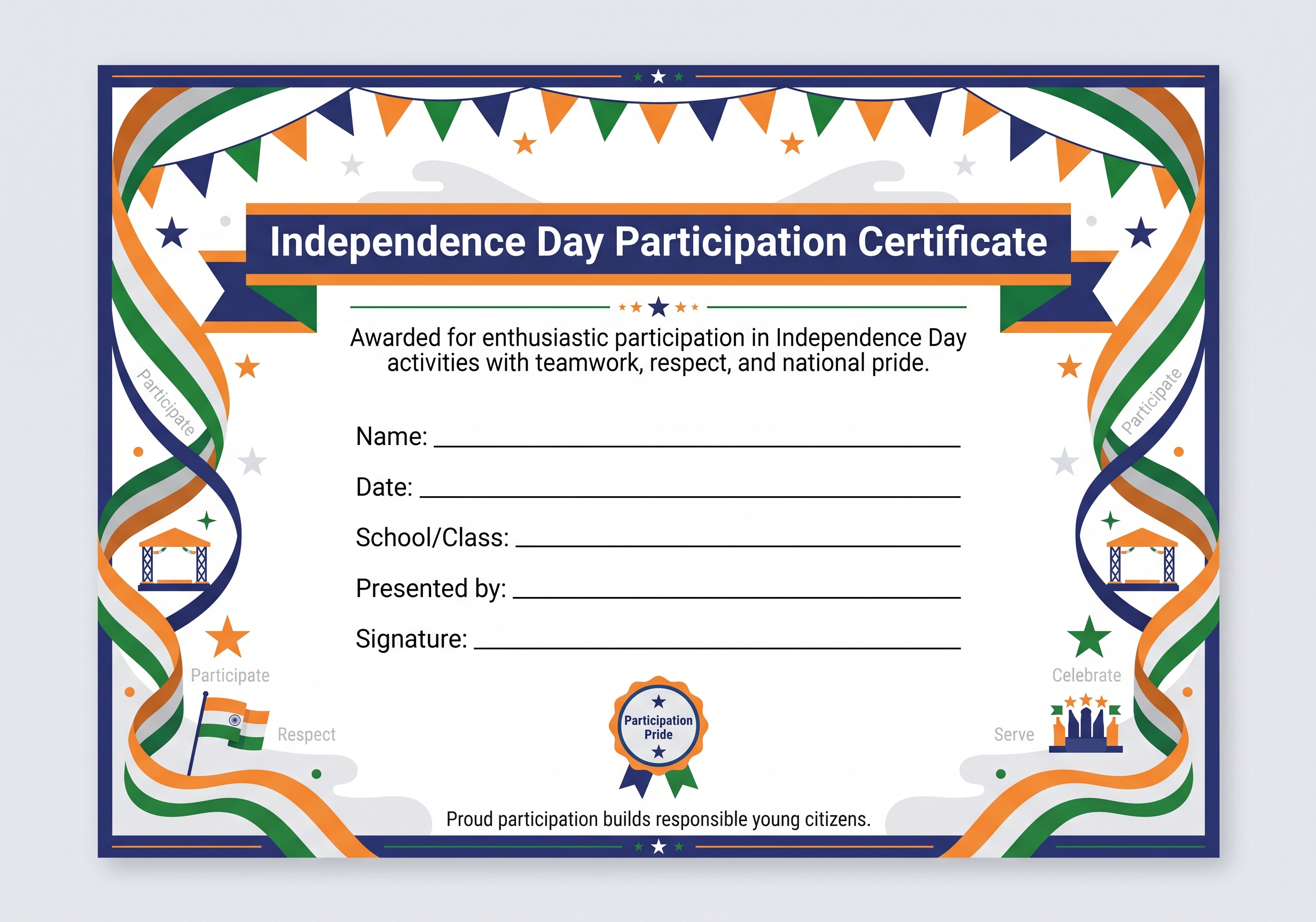 Independence Day Participation Certificate preview