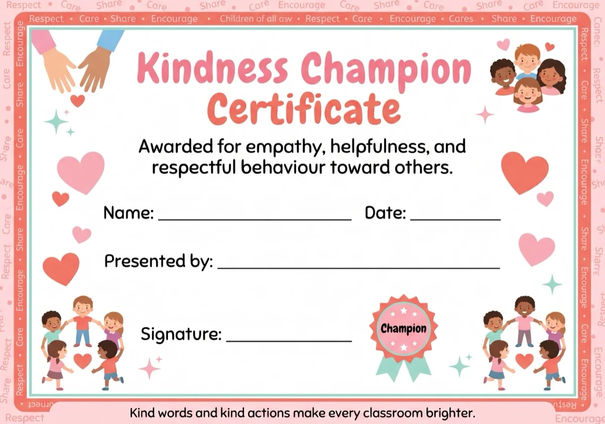 Kindness Champion Certificate preview