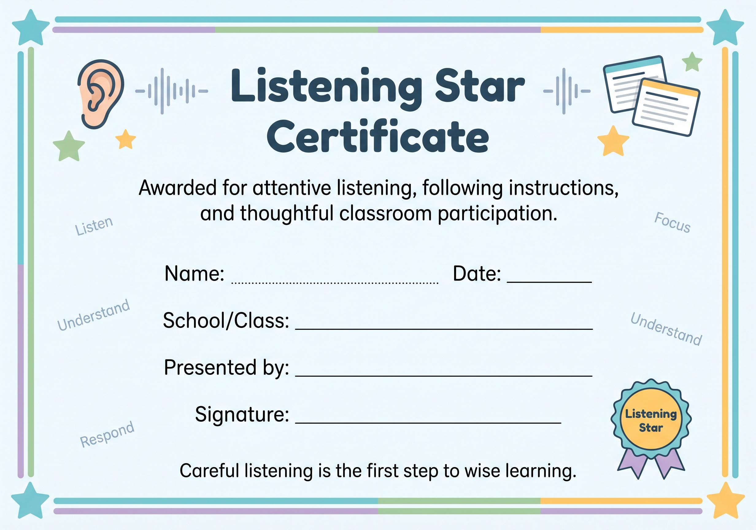 Listening Star Certificate preview