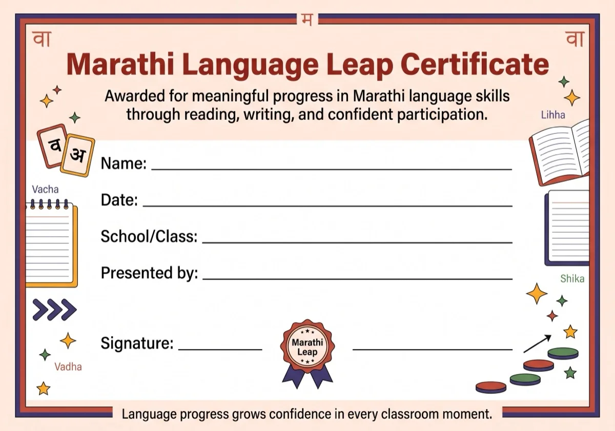 Marathi Language Leap Certificate preview