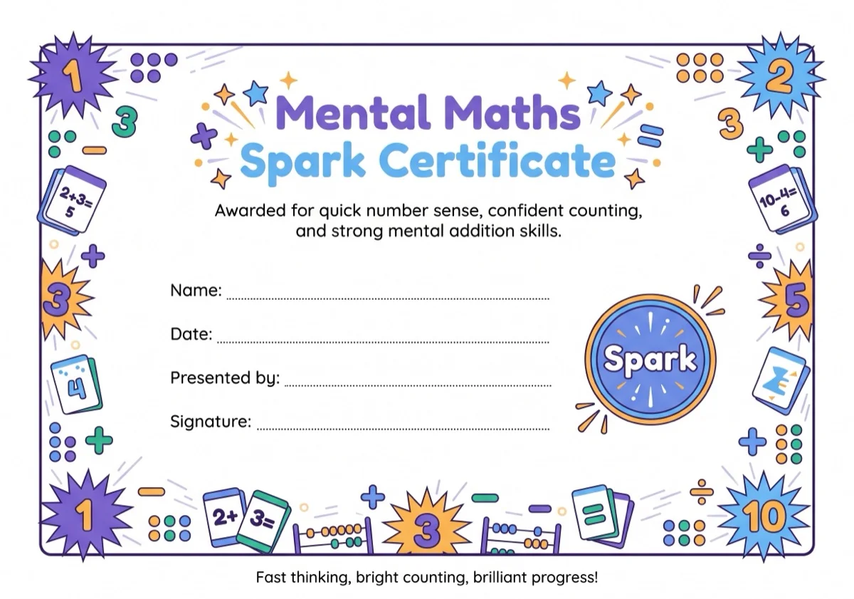 Mental Maths Spark Certificate preview