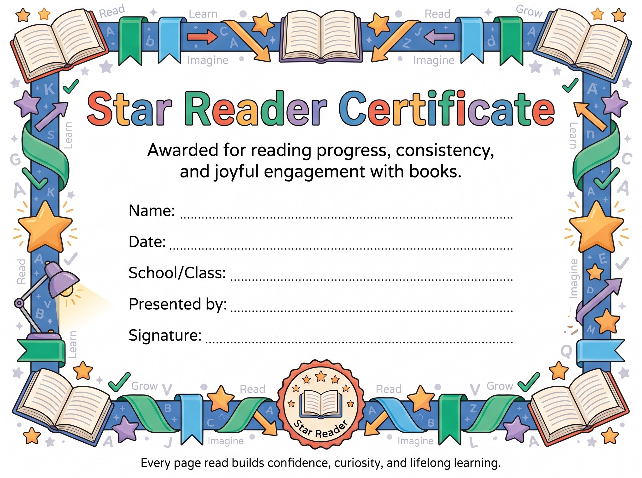 Star Reader Certificate preview
