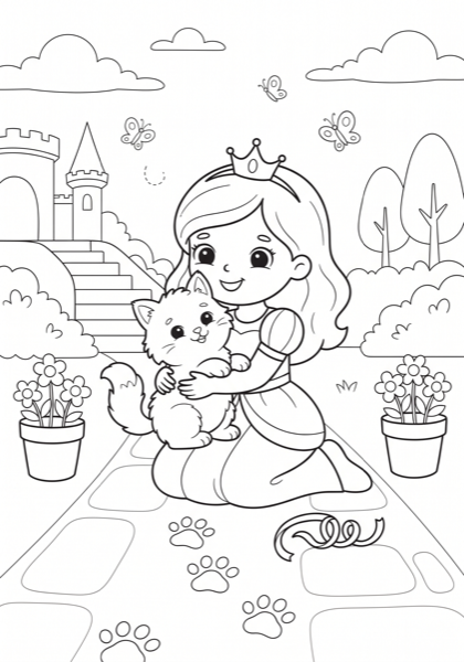 Princess with Pet Cat