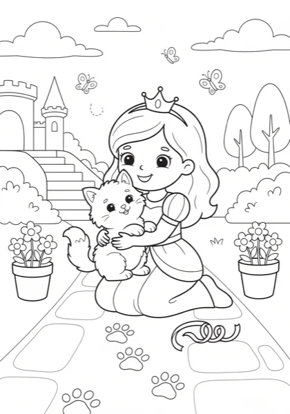 Princess with Pet Cat