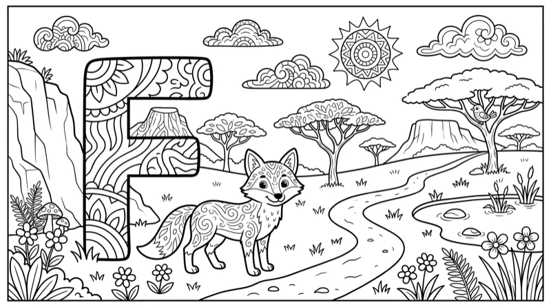 Alphabet F Colouring Page