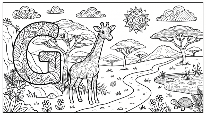 Alphabet G Colouring Page