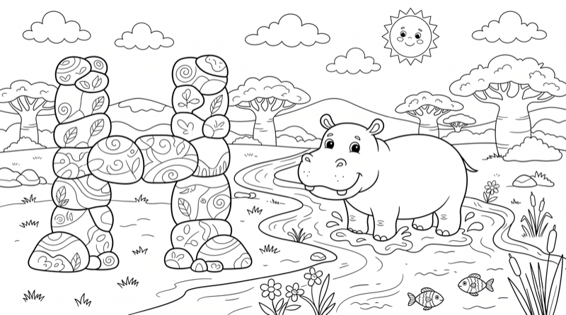 Alphabet H Colouring Page