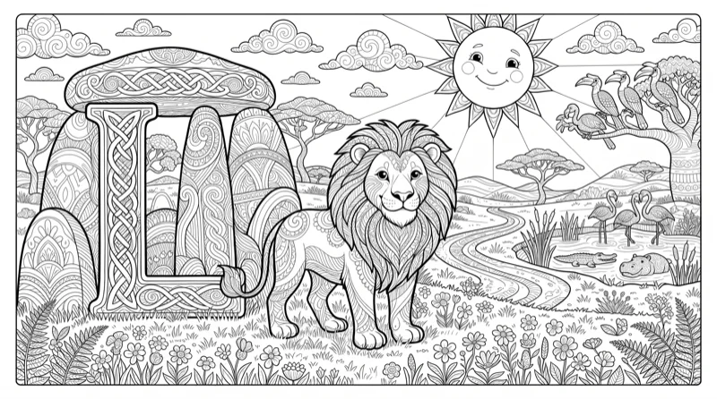Alphabet L Colouring Page