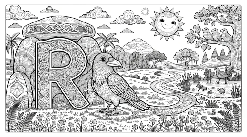 Alphabet R Colouring Page