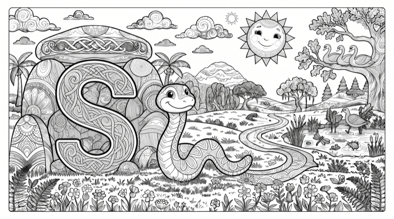 Alphabet S Colouring Page