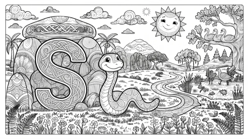 Alphabet S Colouring Page