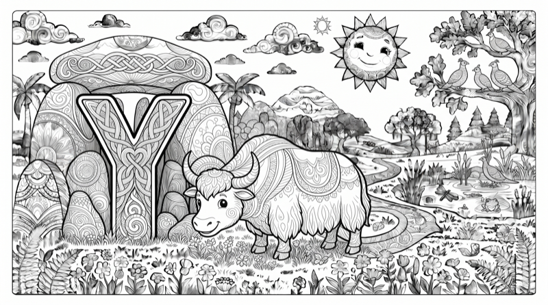 Alphabet Y Colouring Page