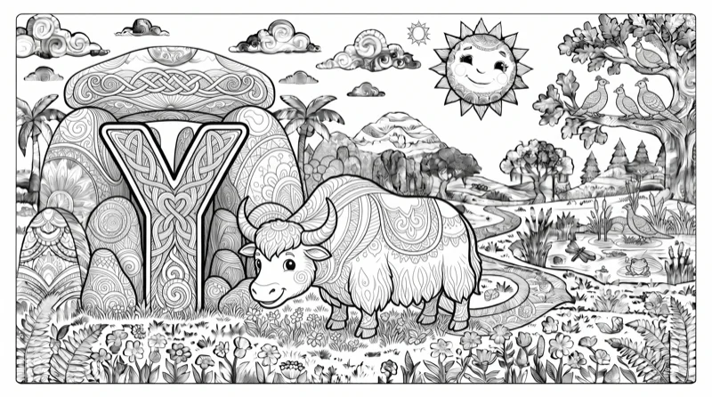 Alphabet Y Colouring Page