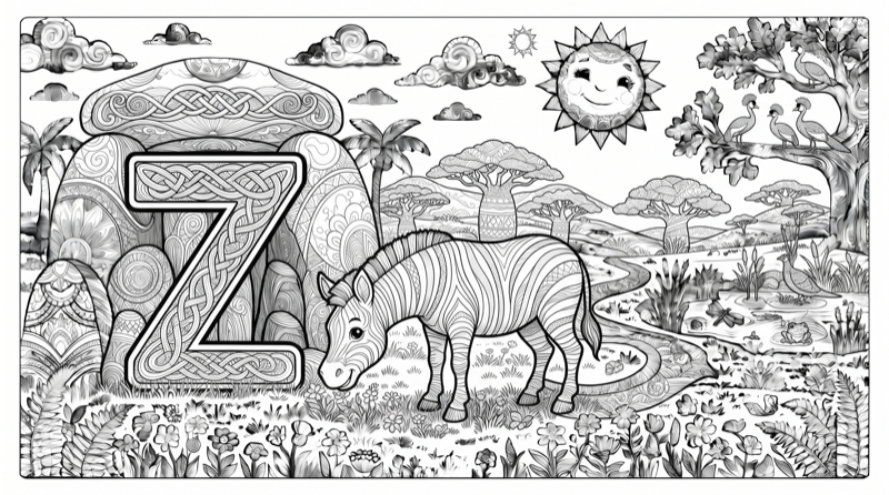 Alphabet Z Colouring Page
