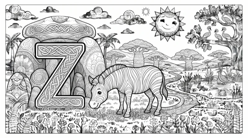 Alphabet Z Colouring Page