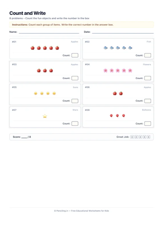 Counting Objects Worksheet 01 worksheet preview