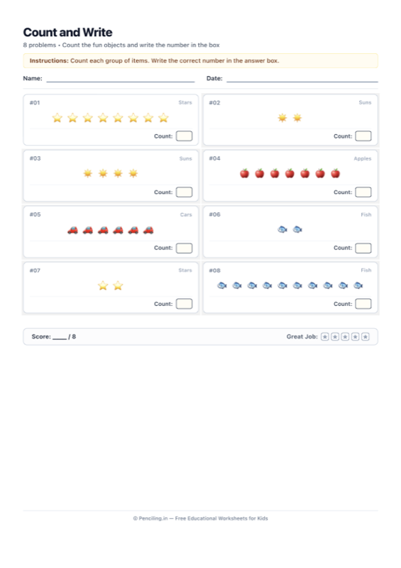 Counting Objects Worksheet 09 worksheet preview