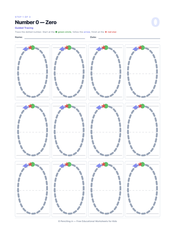 Number Tracing Worksheet 00 worksheet preview
