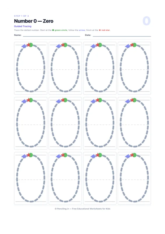 Number Tracing Worksheet 00 worksheet preview