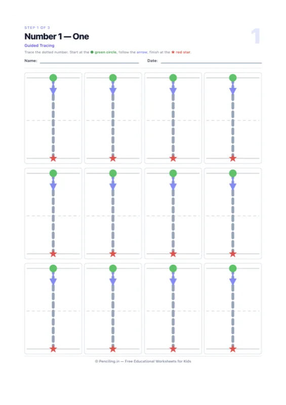 Number Tracing Worksheet 01 worksheet preview