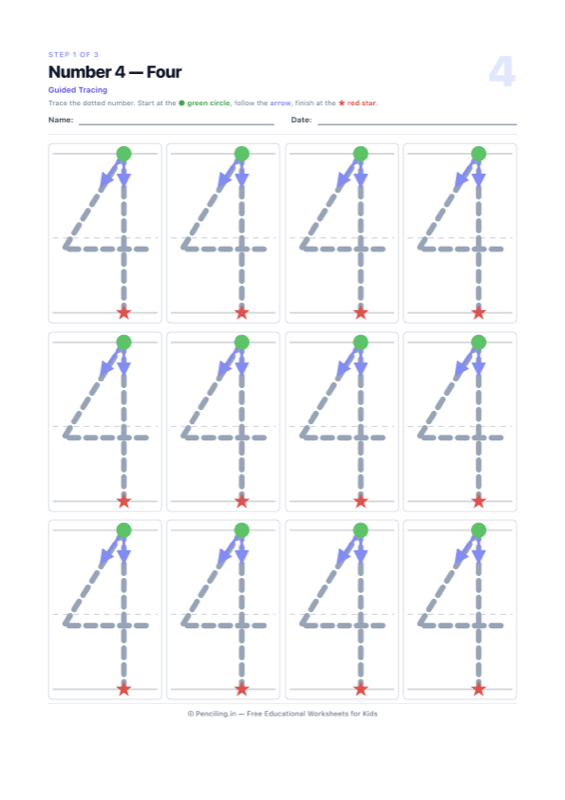 Number Tracing Worksheet 04 worksheet preview