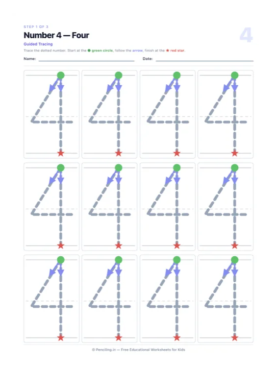 Number Tracing Worksheet 04 worksheet preview