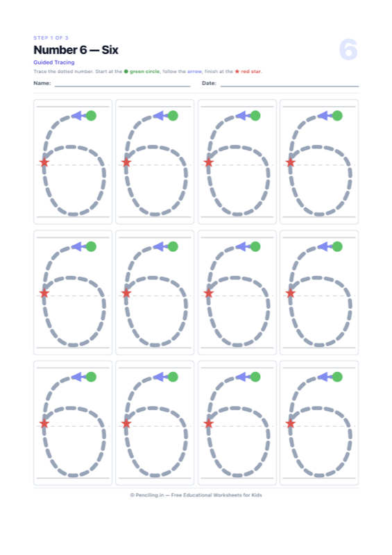 Number Tracing Worksheet 06 worksheet preview