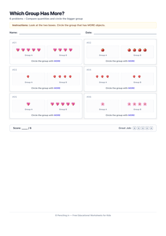 Number Comparison Visual Worksheet 01 worksheet preview