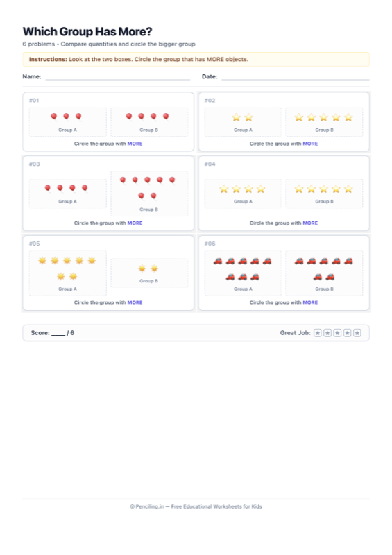 Number Comparison Visual Worksheet 02 worksheet preview