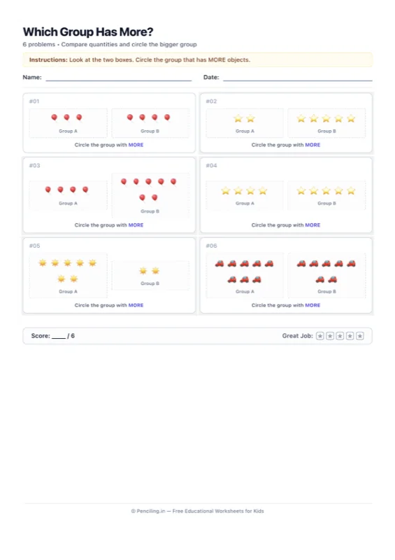 Number Comparison Visual Worksheet 02 worksheet preview