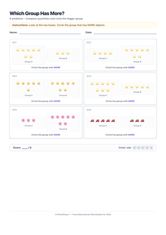 Number Comparison Visual Worksheet 03 worksheet preview