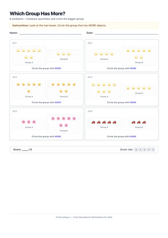 Number Comparison Visual Worksheet 03 worksheet preview