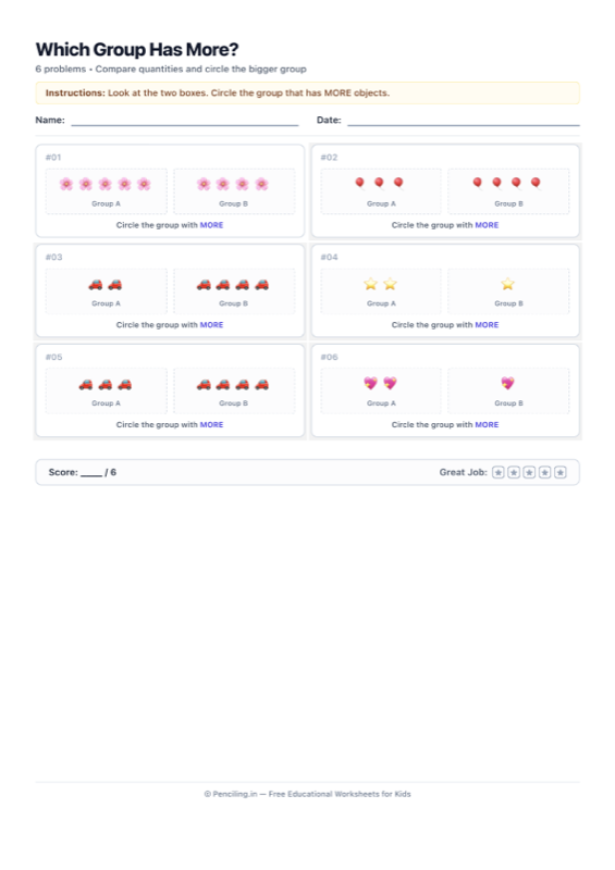 Number Comparison Visual Worksheet 04 worksheet preview