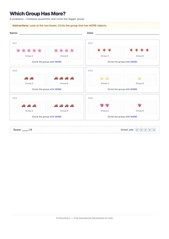 Number Comparison Visual Worksheet 04 worksheet preview