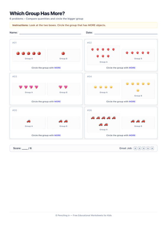 Number Comparison Visual Worksheet 05 worksheet preview