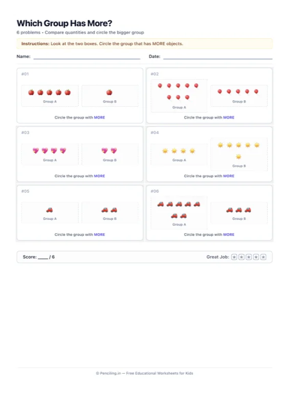 Number Comparison Visual Worksheet 05 worksheet preview