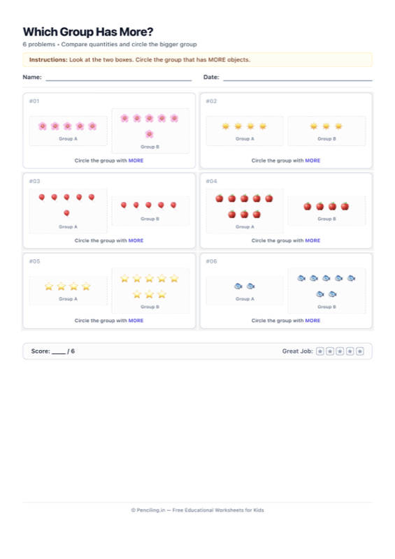 Number Comparison Visual Worksheet 06 worksheet preview
