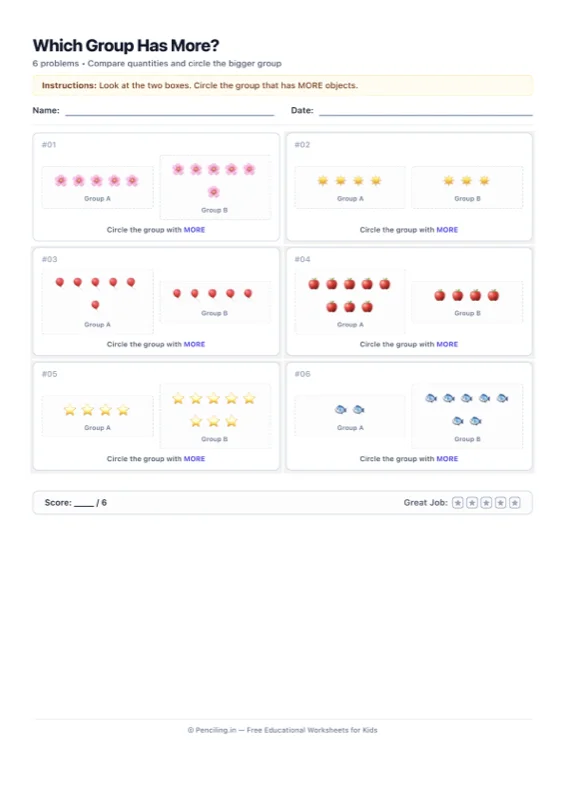 Number Comparison Visual Worksheet 06 worksheet preview