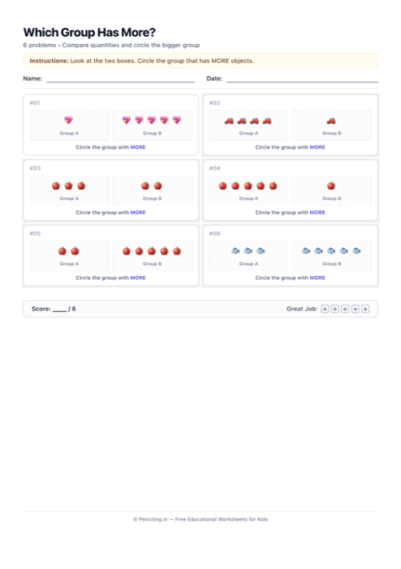 Number Comparison Visual Worksheet 07 worksheet preview