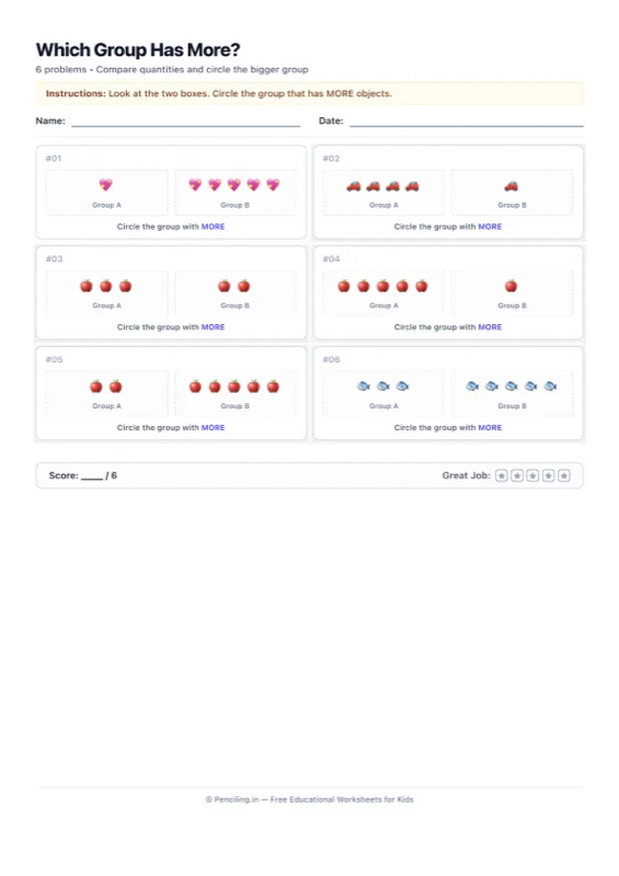 Number Comparison Visual Worksheet 07 worksheet preview