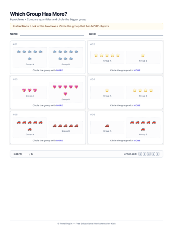 Number Comparison Visual Worksheet 08 worksheet preview