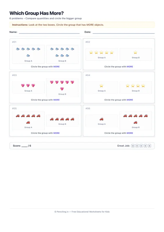 Number Comparison Visual Worksheet 08 worksheet preview