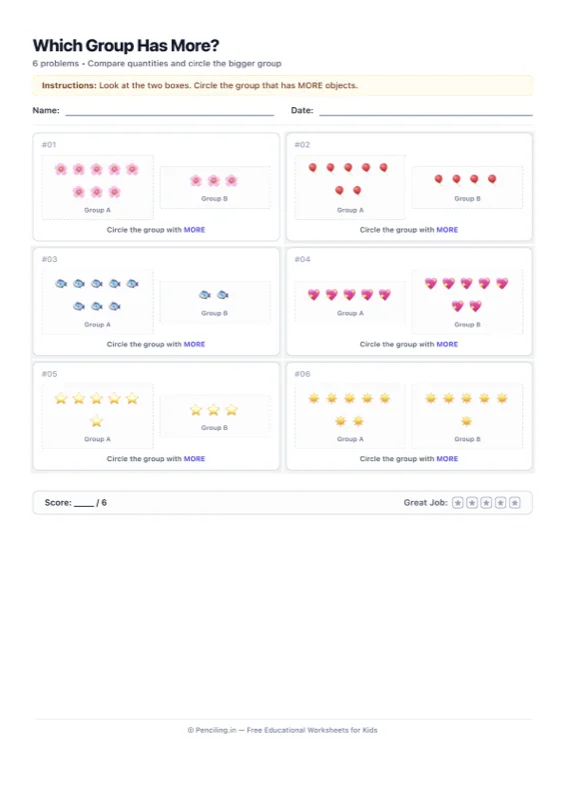 Number Comparison Visual Worksheet 09 worksheet preview