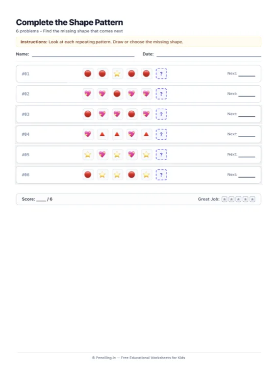 Shape Patterns Worksheet 05 worksheet preview